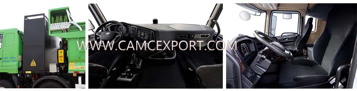 Int&eacute;rieur du camion benne &eacute;lectrique CAMC M5 8&times;4