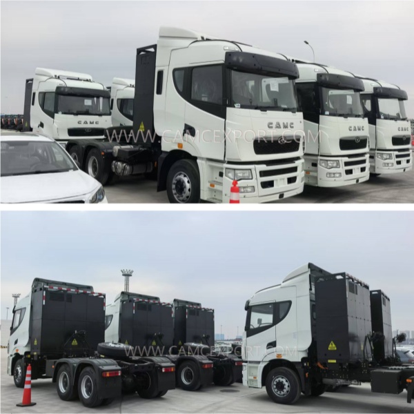 CAMC exporte pour la première fois 5 camions électriques et des bornes de recharge vers l'Océanie